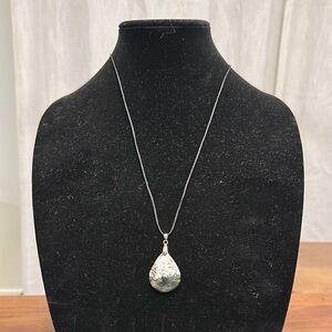 Elegant White/Gray Stone Teardrop Pendant Necklace from Madagascar